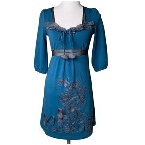 Miss Me Elbow Sleeve Satin Embellished Dress NWOT